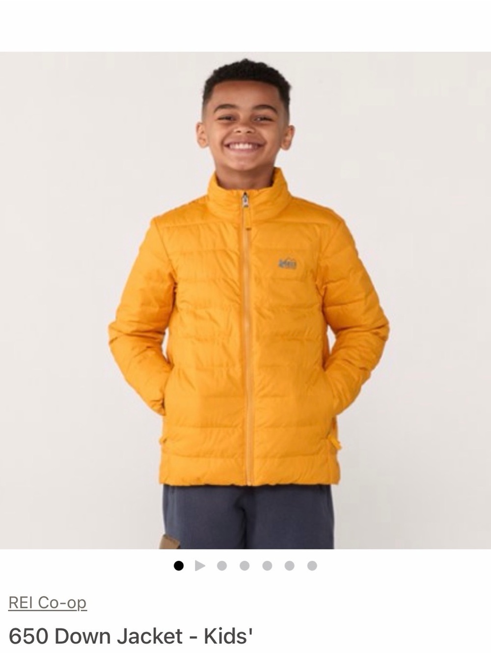 REI Kids' Down Puffer Jacket in Mustard Yellow